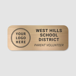 School Parent Volunteer Logo Gold Name Tag