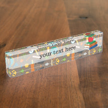 School pattern desk name plate