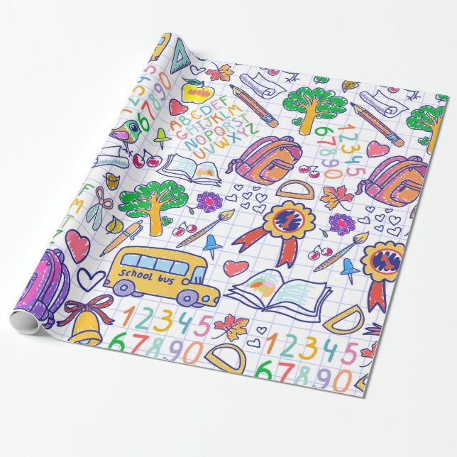 School pattern wrapping paper (Unrolled)