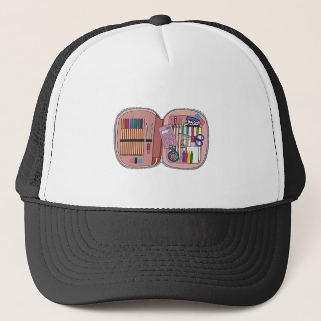 School Pencil Case Trucker Hat (Front)