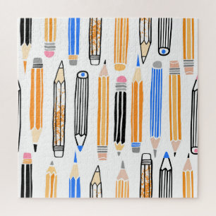School Pencil Hand Drawn Illustration Jigsaw Puzzle