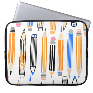 School Pencil Hand Drawn Illustration Laptop Sleeve