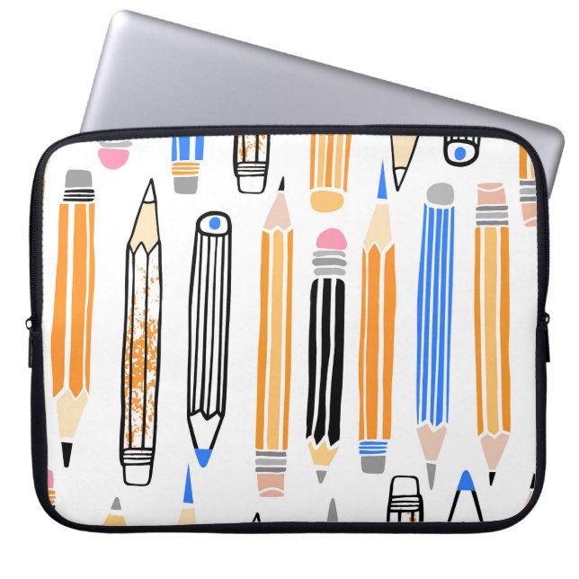 School Pencil Hand Drawn Illustration Laptop Sleeve (Front)