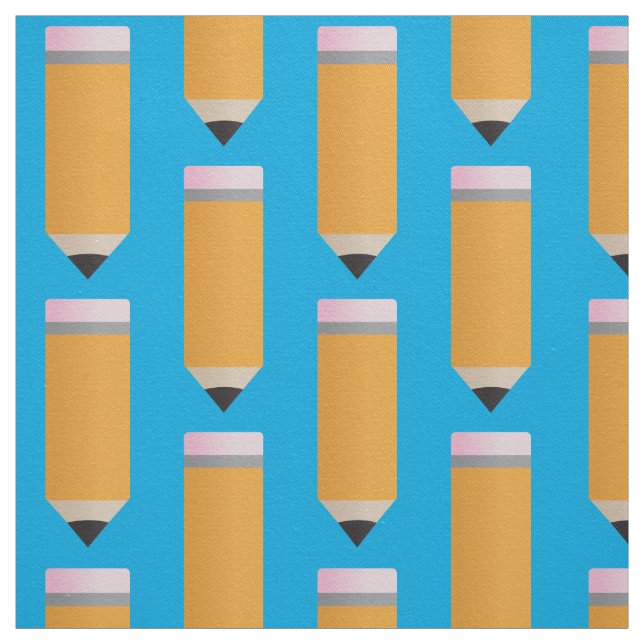 School Pencil Pattern Teacher Blue Fabric (Swatch)