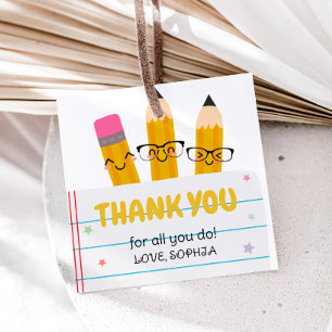 School Pencil Teacher Appreciation Thankyou Square Favour Tags