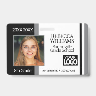 School Photo Badge - Black and Grey ID Badge