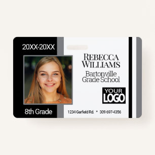 School Photo Badge - Black and Grey ID Badge