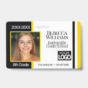 School Photo Badge - Black and Yellow ID Badge
