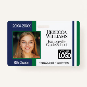 School Photo Badge - Blue and Green ID Badge