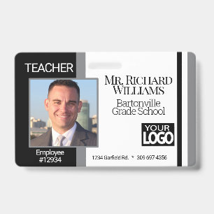 School Photo ID  - Black, White and Grey Badge