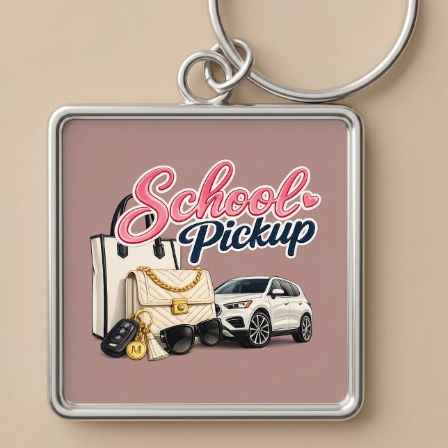 School Pickup Busy Mum Lifestyle Key Ring (Creator Uploaded)