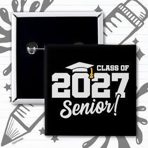School Pride Graduation Year Senior Class of 2027 15 Cm Square Badge