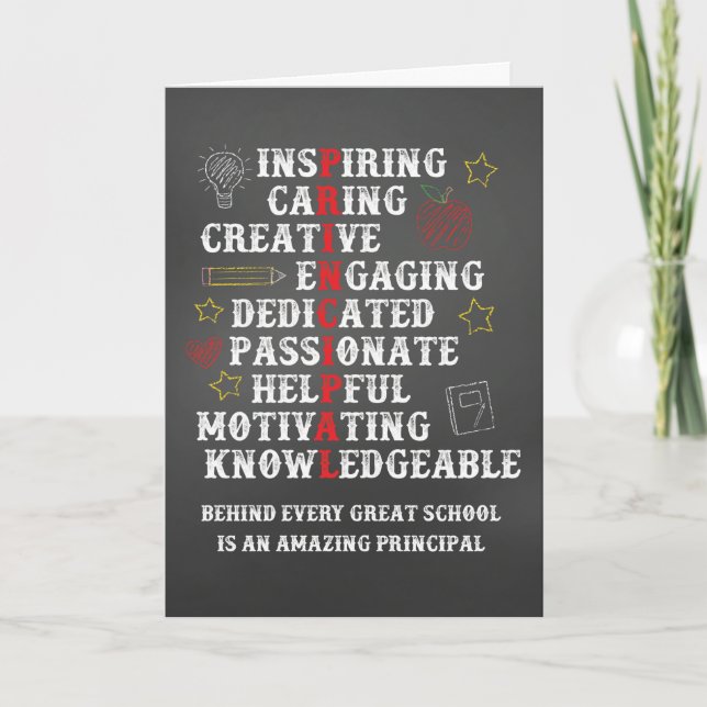 School Principal Appreciation Thank You Chalkboard Card (Front)