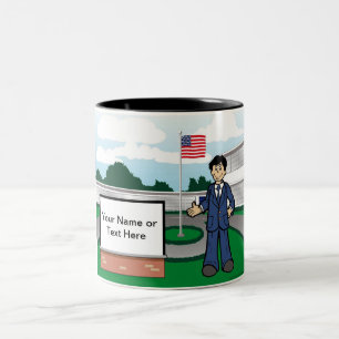 School Principal Cartoon by PrintedPerfection.com Two-Tone Coffee Mug
