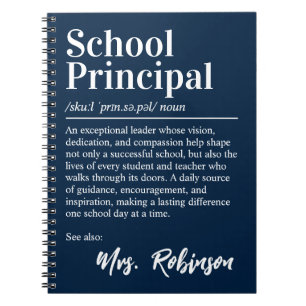 School Principal Definition Quote Dark Navy Cover Notebook
