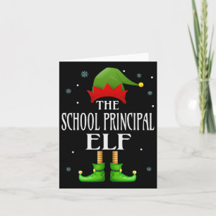 School Principal Elf Xmas Funny Family Matching Ch Card