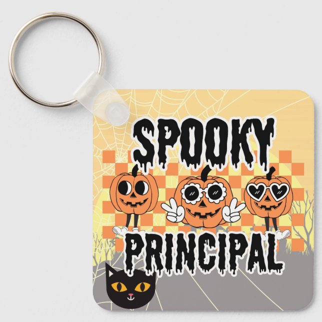 School Principal Halloween Spooky Principal Custom Key Ring (Front)
