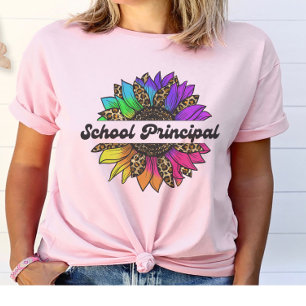 School Principal Profession Rainbow Sunflower  T-Shirt