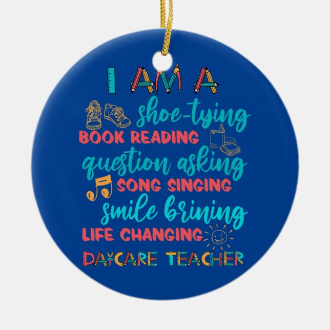 School Provider Children Care Multitasker Daycare Ceramic Ornament (Front)