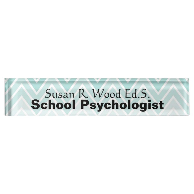 School Psychologist Aqua Ombre Design Nameplate (Front)