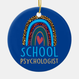 School Psychologist Leopard Rainbow Psychology Ceramic Ornament