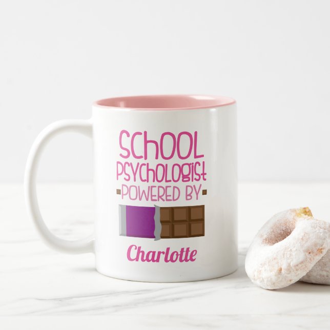 School Psychologist Personalised Gift Two-Tone Coffee Mug (With Donut)