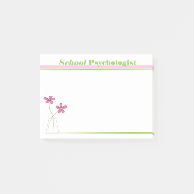 School Psychologist Pink and Green Sticky Notes (Front)