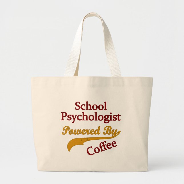 School Psychologist Powered By coffee Large Tote Bag (Front)