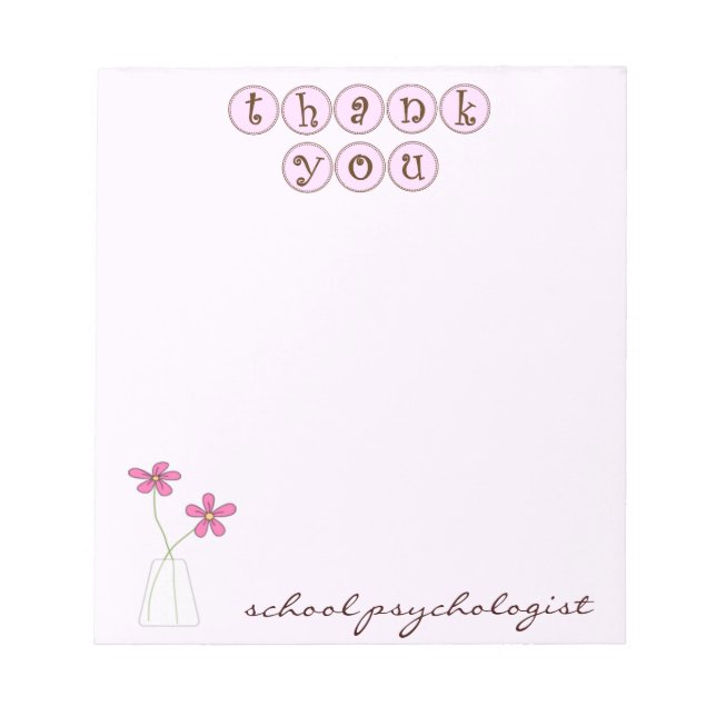 School Psychologist Quick Thank You Notepad (Front)