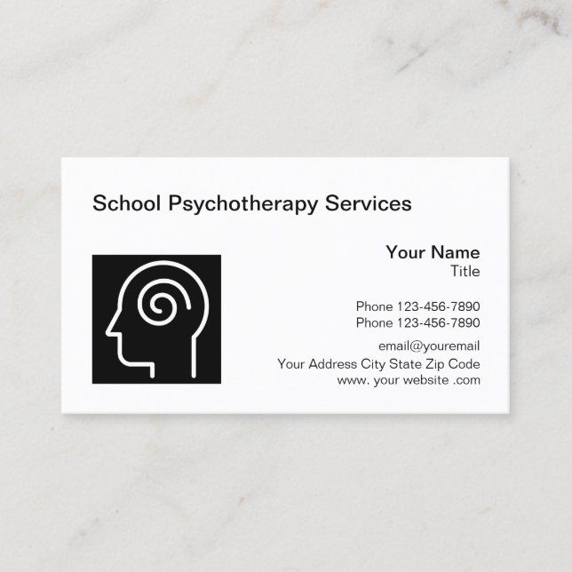 School Psychotherapist Logo Template Business Card (Front)