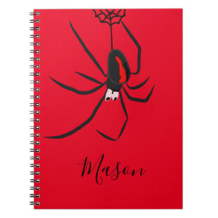 School Red Back Spider Fun Custom Name Notebook