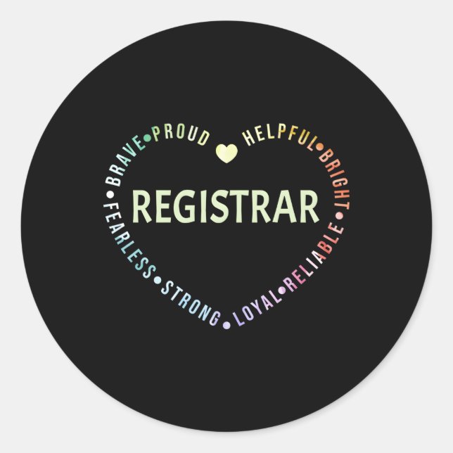 School Registrar Classic Round Sticker (Front)