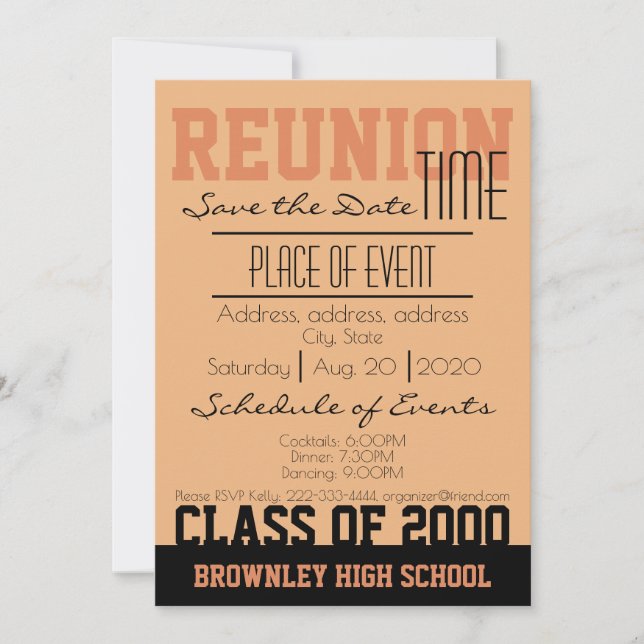 School Reunion design Save The Date (Front)
