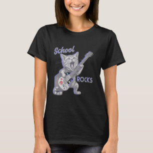 School Rocks Cat Guitar Back to School Teens Kids  T-Shirt