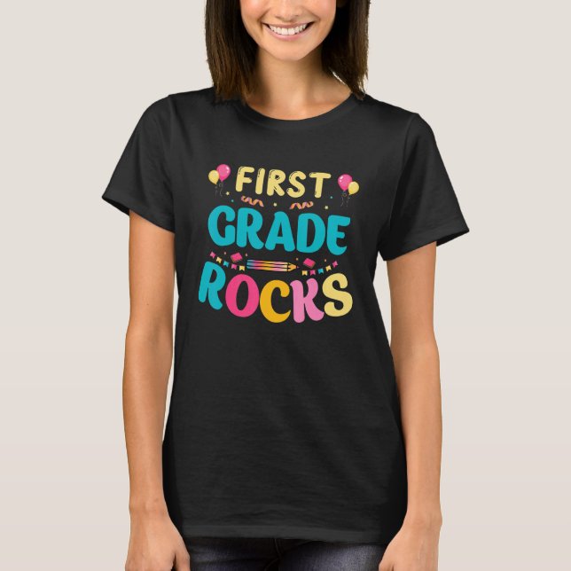 School Rocks First Grade Rocks Back To School T-Shirt (Front)