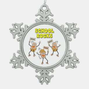 School Rocks Snowflake Pewter Christmas Ornament