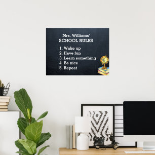 School Rules Chalkboard Classroom Poster