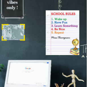 School Rules Lined Paper Personalised Classroom Poster