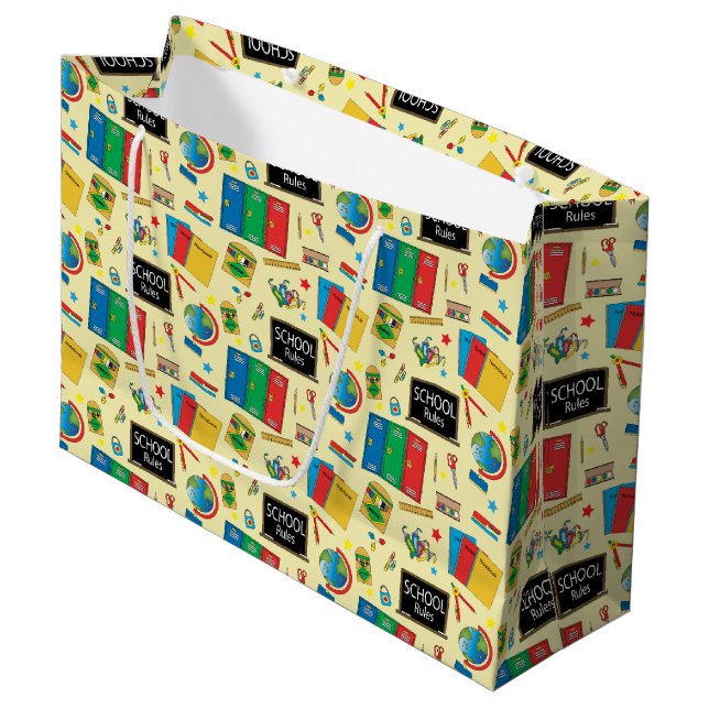 School Rules Teacher Fun Large Gift Bag (Front Angled)