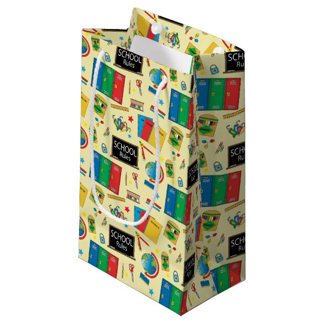 School Rules Teacher Fun Small Gift Bag (Front Angled)
