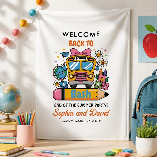 School’s Back Bash! Editable End of Summer Party  Banner (School’s Back Bash! Editable End of Summer Party Banner)
