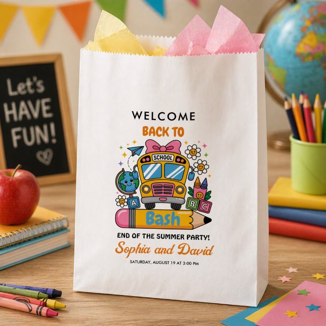 School’s Back Bash! Editable End of Summer Party  Favour Bag (School’s Back Bash! Editable End of Summer Party Favor Bag)