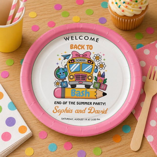 School’s Back Bash! Editable End of Summer Party  Paper Plate (School’s Back Bash! Editable End of Summer Party Paper Plates)