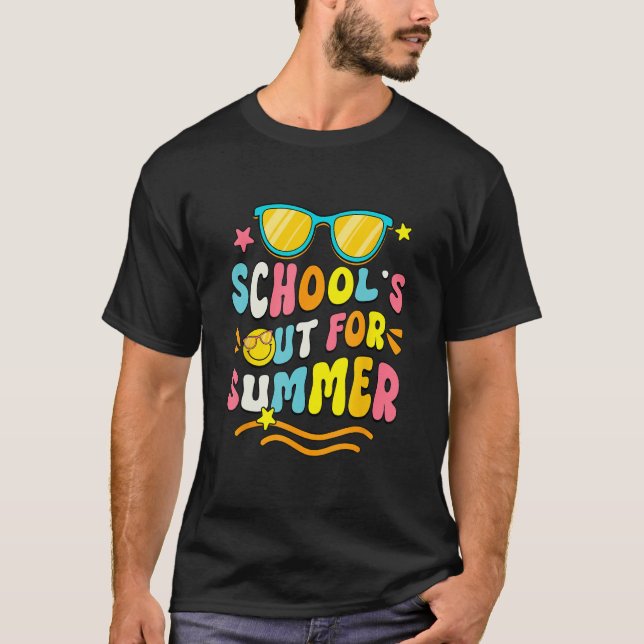 School s Out For Summer Retro Sunglasses Last Day  T-Shirt (Front)