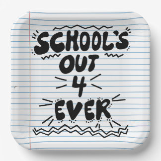 School’s Out Forever Loose Leaf Paper Plate