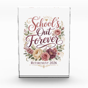 School’s Out Forever Teacher Retirement Retired Photo Block