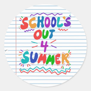 School’s Out Loose Leaf Paper Classic Round Sticker