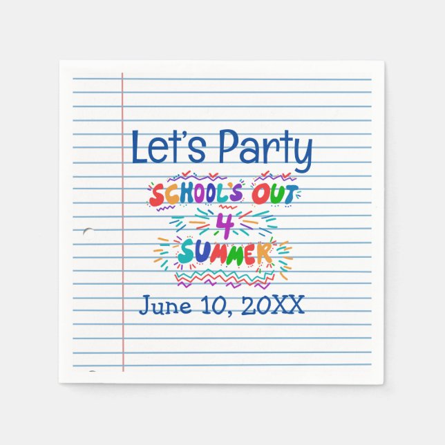School’s Out Loose Leaf Paper Napkin (Front)