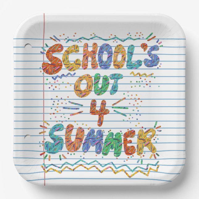 School’s Out Loose Leaf Paper Paper Plate (Front)