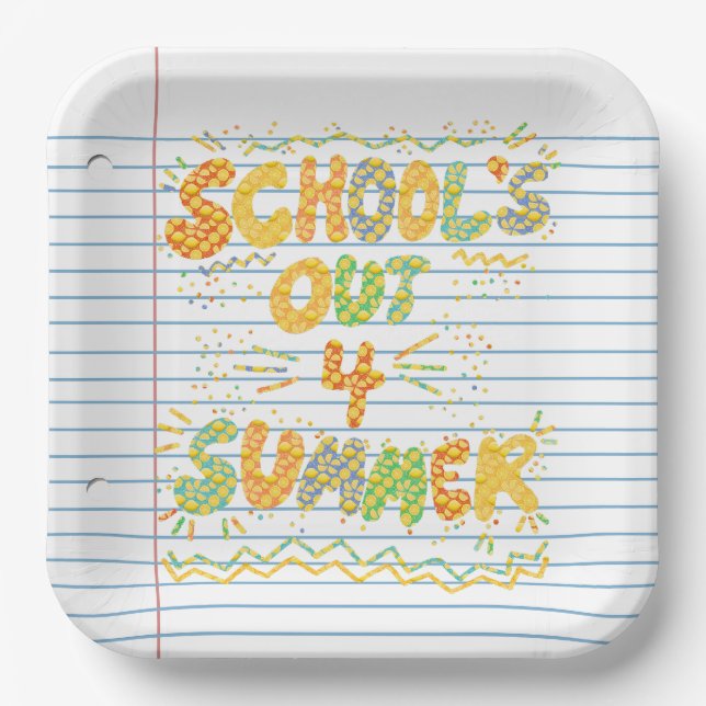 School’s Out Loose Leaf Paper Plate (Front)
